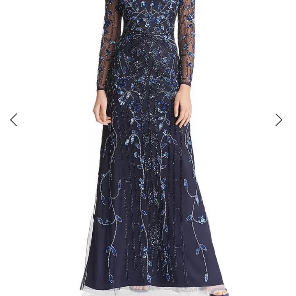 Aidan Mattox embellished sheer long sleeve long gown - Picture 10 of 17